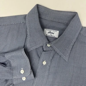 Brioni Dress Shirt Houndstooth Checkered Button Down Neiman Marcus Italy 2XL - Picture 1 of 6