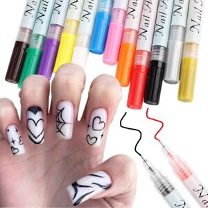 12Pcs Nail Art Graffiti Pen Set Painting Marker Pen Drawing Liners Gel Hybrid