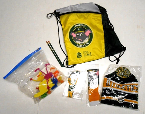 A's Oakland Athletics Kid's LOT Stomper Backpack Pencils Hat Socks Toys Lanyard Cover