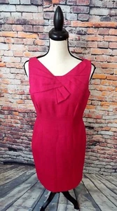 Vestido para mujer David Meister sin mangas rosa intenso texturizado vaina de trabajo talla 6 COMO NUEVO - Imagen 1 de 6