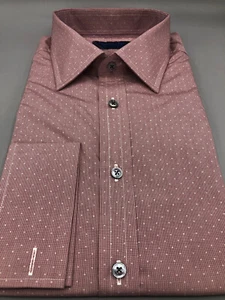 HILDITCH & KEY Burgundy & White Spotted Shirt, UK:17, EU:43, UVP:185£! D/Manschette - Bild 1 von 12