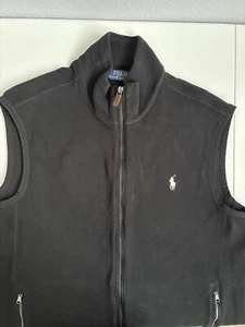 Polo Ralph Lauren Herren Medium schwarz durchgehender Reißverschluss dicke Baumwolle Weste mit Taschen - Bild 1 von 17