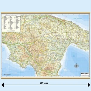 Carta GEOGRAFICA MURALE REGIONE "BASILICATA " 85 X 64 cm BELLETTI cartina - Picture 1 of 1