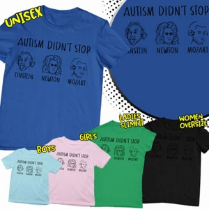 Autism Didnt Stop Autism Awareness Mens Womens Boys Girls T-Shirts Tee Top-AD - Picture 1 of 7