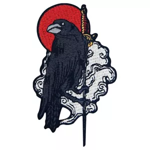 Raven on the Sword Embroidered Iron /Sew On Patches Hat Jeans patch 1046R - Picture 1 of 4