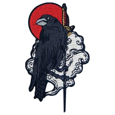 Raven on the Sword Embroidered Iron /Sew On Patches Hat Jeans patch 1046R - Image 1 of 4