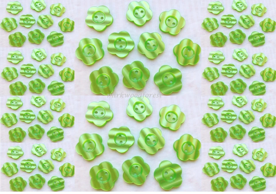 Lime Green Flower Buttons 1" (25mm) Wide Shiny Washable - Image 1 of 1