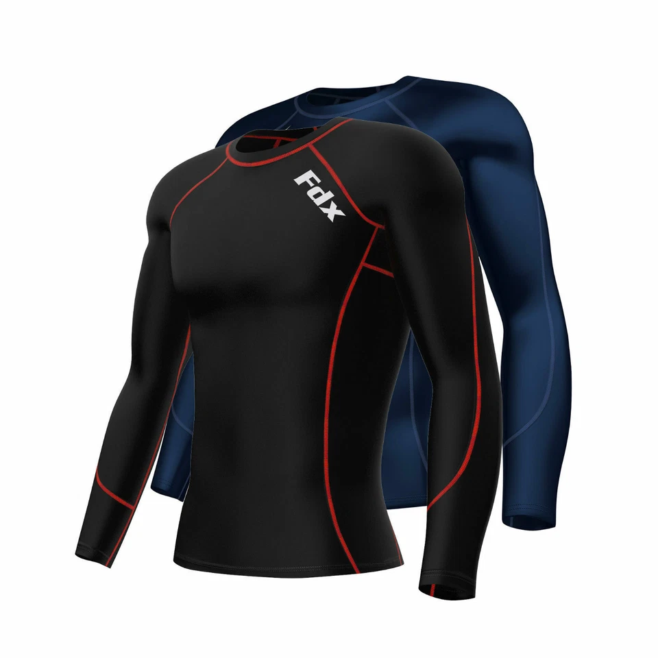 FDX Mens Compression Armour Base Layer Top Long Sleeve Thermal Gym Sports Shirt - Image 1 of 1