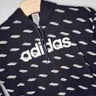 Adidas Pullover Hoodie Black & White All Over Print Pockets Men's Size XL