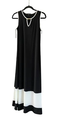New Tiana B Womens Small Black White Colorblock Maxi Tank Dress Sleeveless Peeph - Image 1 of 4