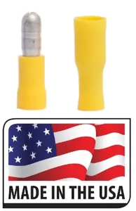 (100) CONECTOR BALA AMARILLO 12-10 (MACHO/HEMBRA) TERMINAL VINILO HECHO EN EE. UU. - Imagen 1 de 1