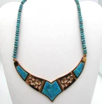 COLLAR JAY KING DTR AJUSTABLE COBRE Y TURQUESA 22" NUEVO SIN ETIQUETAS JB11 Foto 1 de 4