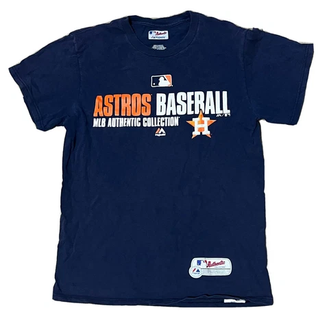 Astros Baseball Majestic Authentic Tshirt Adult Medium M Blue Mens Cover