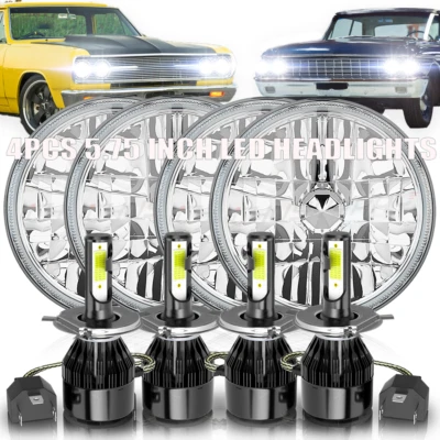 4pcs 5-3/4" 5.75" Super white LED Headlight Hi/Lo Beam for Lincoln Continental - Изображение 1 из 4