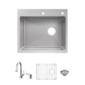 Glacier Bay Dual Mount 25 in Single Bowl Stainless Kitchen Sink & Faucet - Picture 1 of 1