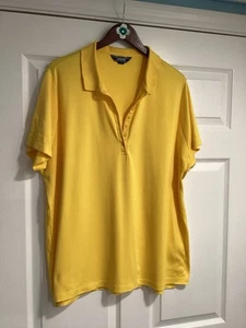 Lands' End Women's Bright Yellow Short Sleeve Polo Shirt Top Size 2X 20W-22W - Picture 1 of 7