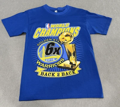Camiseta Golden State Warriors Pequeña NBA Baloncesto 2018 Campeones 6x Espalda 2 Espaldas Foto 1 de 4