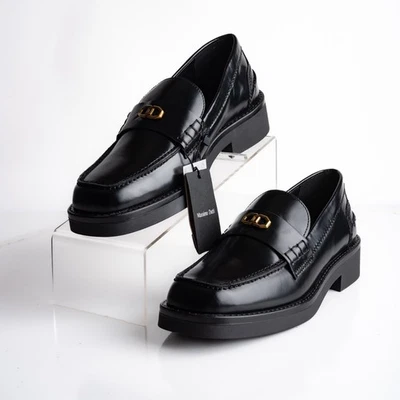 Massimo Dutti Womens Leather Loafers Shoes Black US 9 EU 40 NWT 1544/450 - Image 1 of 4