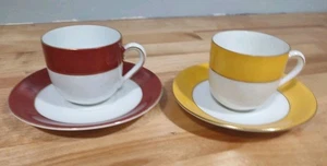 Pair of  Farberware Made In Czechoslovakia Tea Cups & Saucers - Picture 1 of 7