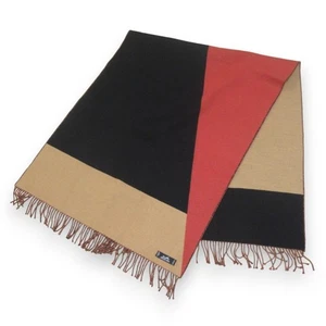 Hermes Paris Fransen Überwurf Decke beige schwarz rot Kaschmir Größe 174×70cm - Bild 1 von 10