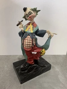 Clown Smoking Cigar Figurine on Carrara Marble Base Made In Italy EUC Vintage - Picture 1 of 7