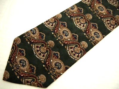 Corbata Hoy Hombre Hombre Verde Beige Paisley Regal 100% Seda Hecha en Italia 59" Foto 1 de 4