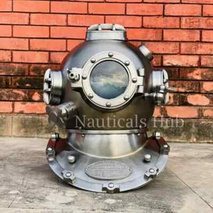 18"Black antique marine Scuba diving helmet US navy mark V Engraved Handmade. - Picture 1 of 11