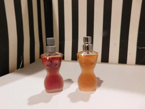 2 vintage bottle Jean Paul GAULTIER Mini Perfume female Classique 0.11 oz 3.5 ml - Picture 1 of 9