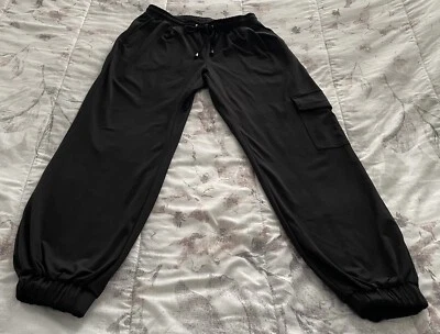Pantalones de chándal Nanette Lepore negros para mujer talla XSmall con cordón bolsillo en la rodilla Foto 1 de 4