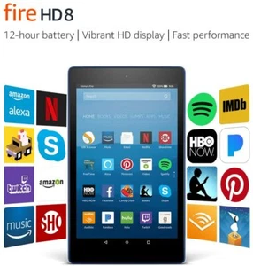 Amazon Fire HD 8" 7th Gen 2017 WiFi Tablet, Touchscreen, Alexa, Dual-Band - New! - Picture 1 of 37