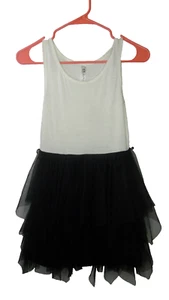 Beautees Girl Size 12 White / Black Mesh Sleeveless ballerina Dress **READ** - Picture 1 of 3