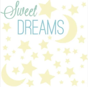 SWEET DREAMS pegatinas de pared 44 calcomanías álbum de recortes ESTRELLAS DE LUNA guardería BRILLO celestial - Imagen 1 de 2
