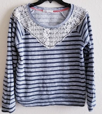 Jolt Mujer Jersey Gris y Azul Rayas Bordado Talla Grande Foto 1 de 2