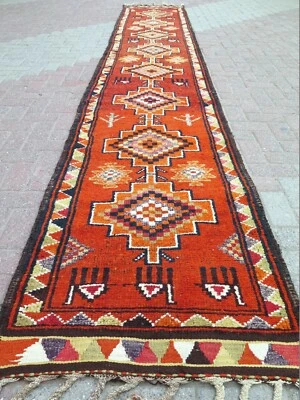 Alfombra Herki kurda vintage corredor, corredor largo, alfombra de pasillo 31"X188" alfombra de pasillo Foto 1 de 4