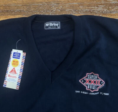 Suéter XL McBriar NFL Super Bowl XXII Washington/Denver Broncos 1988 nuevo de colección Foto 1 de 3