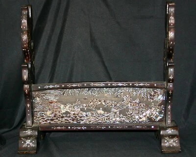 Ancien KATANA-KAKE, laqué, travail en nacre, porte-épées à trois - Photo 1/4