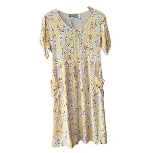 Vestido Floral Amarillo Carol Anderson De Colección Cuadros de Guinga Corbatas Cottagecore M - Imagen 1 de 10