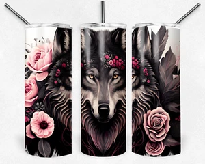 Wolfe 20-30oz Skinny Tumbler Drinkware With Lid And Straw Pink Rose Souvenir For - Picture 1 of 2