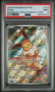 2025 POKEMON PRISMATIC EVOLUTIONS POKEMON CENTER ETB PROMO SVP #173 EEVEE PSA 9 - Picture 1 of 2