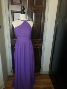 Custom Purple Sz 4-6 Greek Goddess Prom Dress Criss Cross Tie Back Empire Waist - Picture 1 of 7