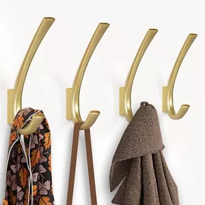 Heavy Duty Wall Hooks 5.7 Inch Large Coat Hooks 4 Packs Matte Gold Towel Hook... - Picture 1 of 7