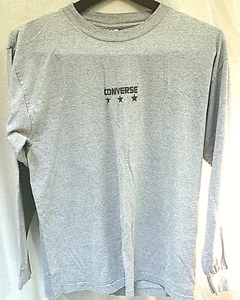 Men's Converse All Star Men's  Sz L Gray Cotton Long Sleeve T-Shirt Vintage - Picture 1 of 11