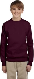 Boys Hanes ComfortBlend EcoSmart Fleece Crew Sweatshirt Maroon Red 3-Pack Sz XS - Picture 1 of 3