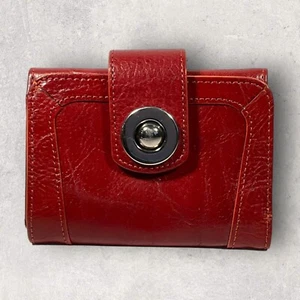 Wilsons Leather Card Wallet Dark Red Chunky Snap Clasp And Kisslock coin purse - Picture 1 of 12