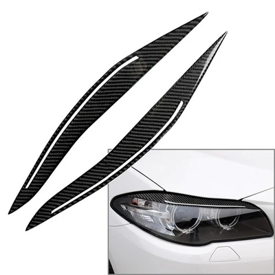 Carbon Fiber Car Headlight Eyebrows Eyelid Cover Trim FOR BMW 5 Series F10 14-16 - Imagem 1 de 4