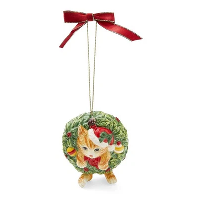 🎄Spode Christmas Tree Ornament  Cat  Kitten in the Wreath New in box - Image 1 of 4