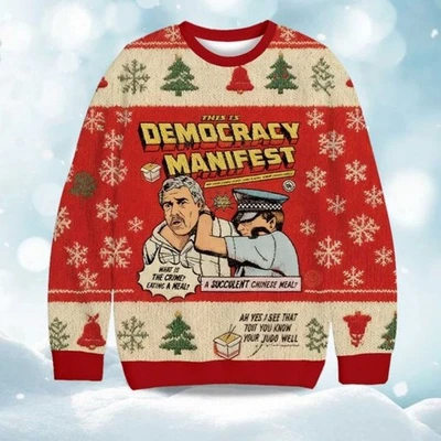 This is Democracy Manifest Christmas Ugly Sweater - Christmas Gift 2025 - Image 1 of 4