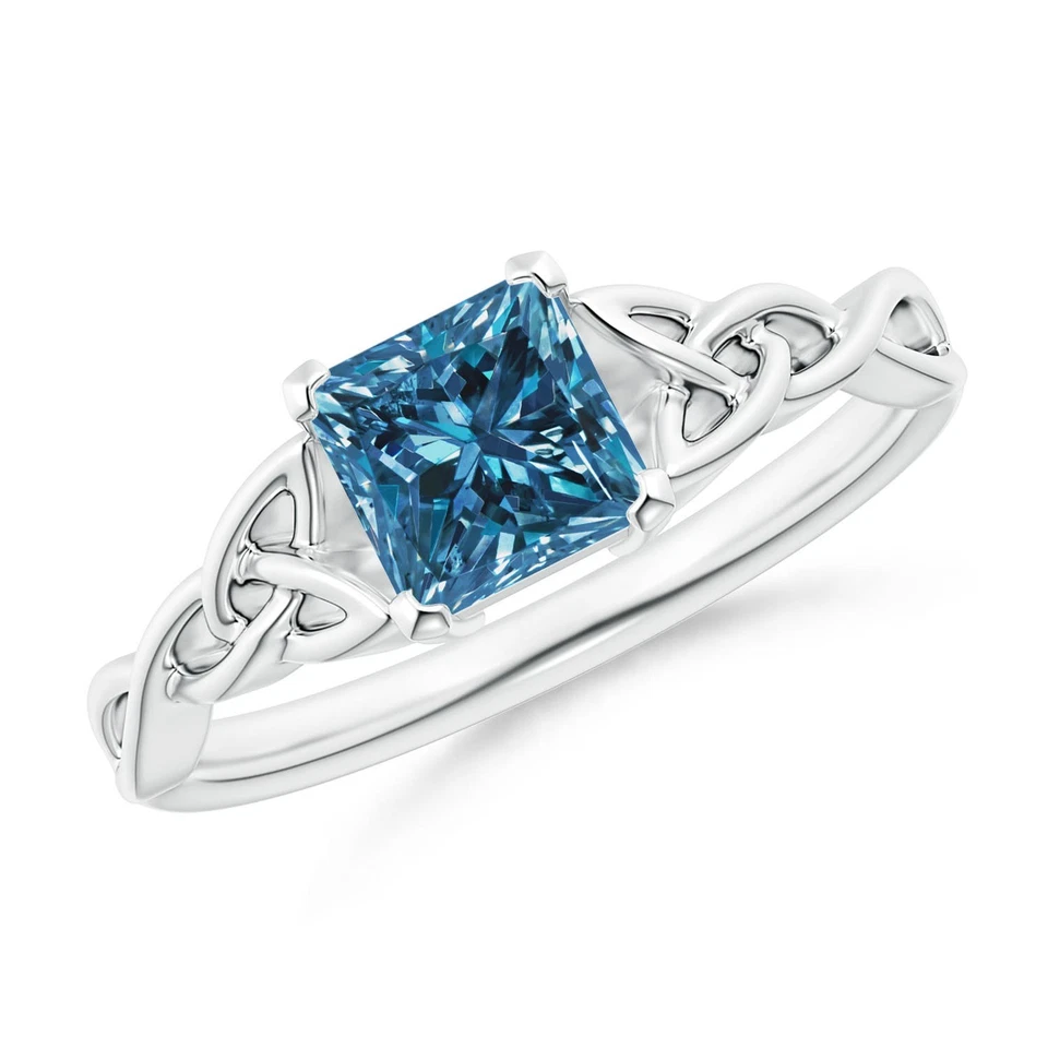 Angara 1.05Ct Enhanced Blue Diamond Celtic Knot Ring in 14K Solid Gold (5.5MM) - Image 1 of 1