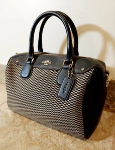 Coach | Vintage Khaki Black Checkered Leather Mini Bennett Satchel Crossbody Bag - Picture 1 of 16