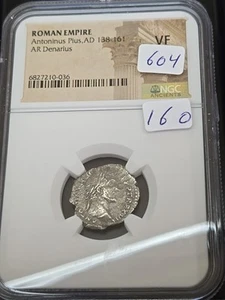 Antoninus Pius,AD 138-161 ROMAN EMPIRE AR Denarius NGC VF20 - Picture 1 of 2